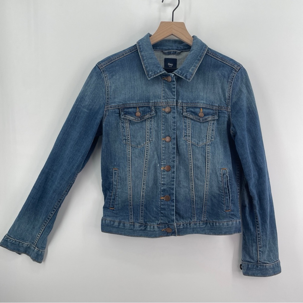 Gap Jean Jacket Sz S‎ Medium Indigo Wash Stretchy Y2K